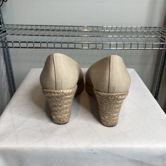 J‎ Crew Women's Cream Canvas Espadrille Wedges Size 6.5 Coastal Preppy Casual - Picture 6 of 6